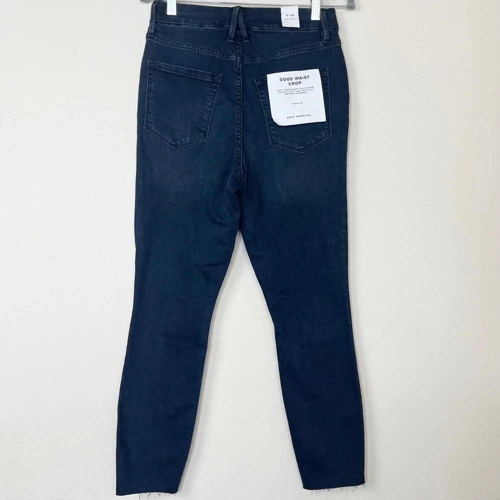 Good American Good Waist Crop Raw Hem Jeans in BLUE631